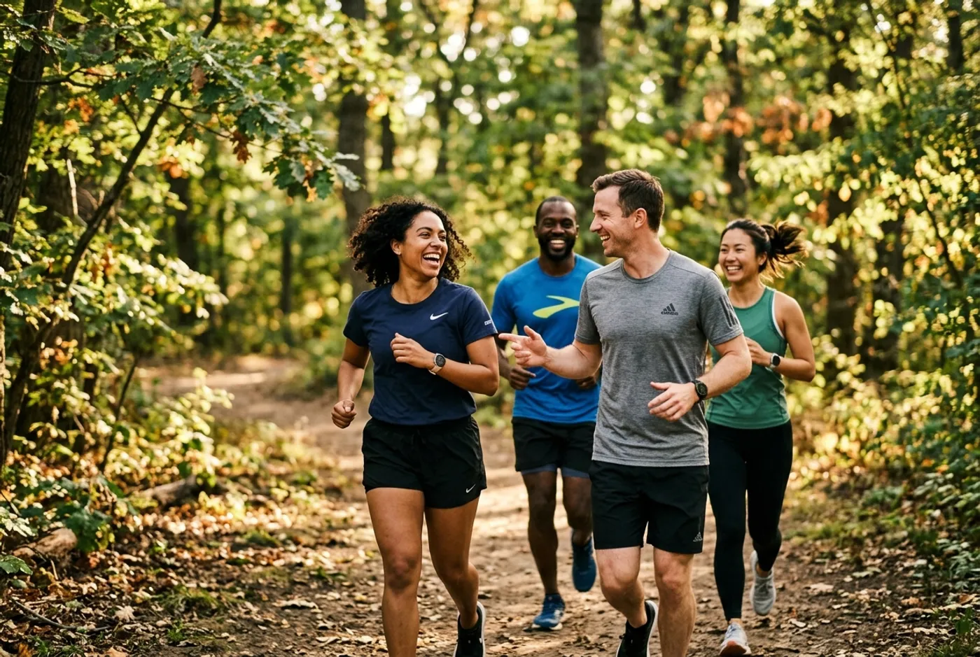Team training together for a company run